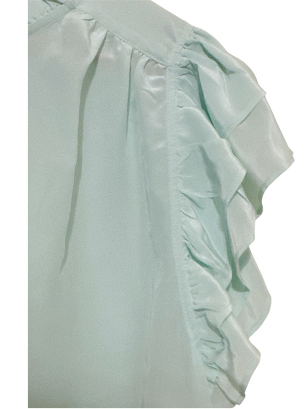 Vineyard Vines Women’s Double Ruffle Sleeve Top Blouse Bleached Aqua  NWT XL - Picture 3 of 7